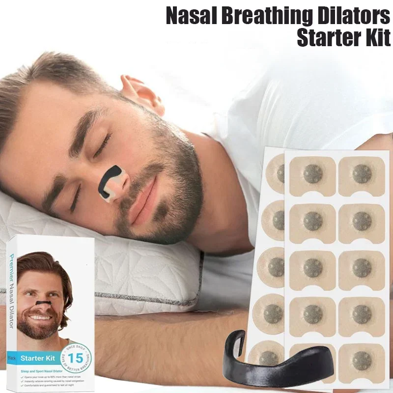 Dilatador Nasal deportivo, dilatadores de respiración Nasal para dormir, Kit de inicio, tiras para respirar la nariz, tiras nasales magnéticas para