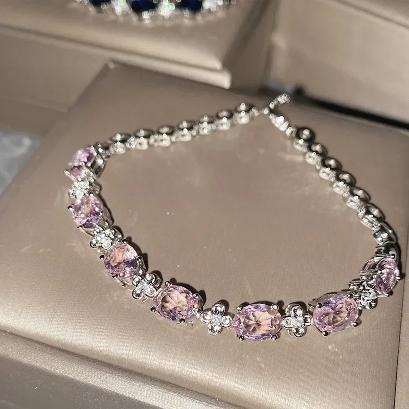 MDLFES Moiss1n الماس StyleFlower الماس الكامل مطلية بالذهب روز كريستال أقراط فو التورمالين سوار #5