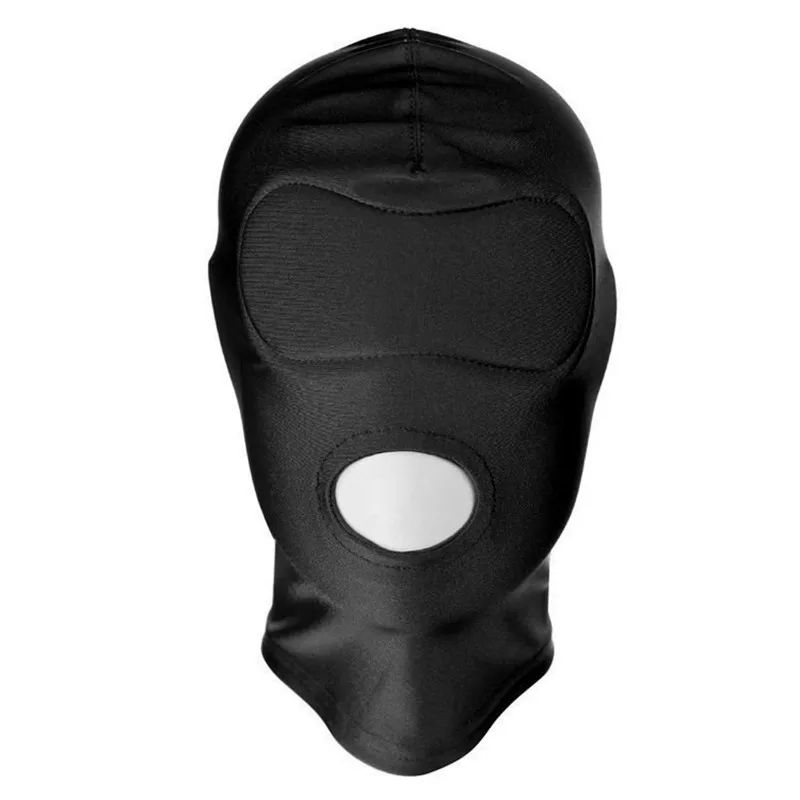 Sex Black Head Bondage Hood Mask Open Eye Mouth With Zipper Erotic Couple Flirting Toys Adjustable mask Cosplay