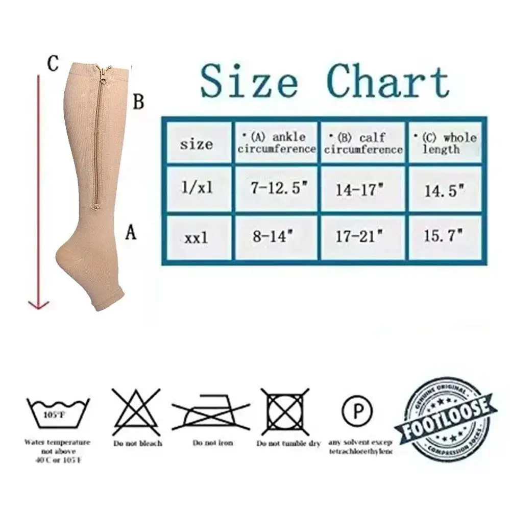 Compression Socks Men Women Leg-Support Knee Zipper Thin Open Toe Slim Sleeping Anti Fatigue Stretchy Sox High Socks Unisex