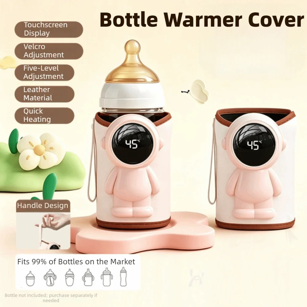Adjustable Wrap Design Baby Bottle Warmer Constant Temperature 5 Levels Travel Breastmilk Heater Wraparound Design Portable