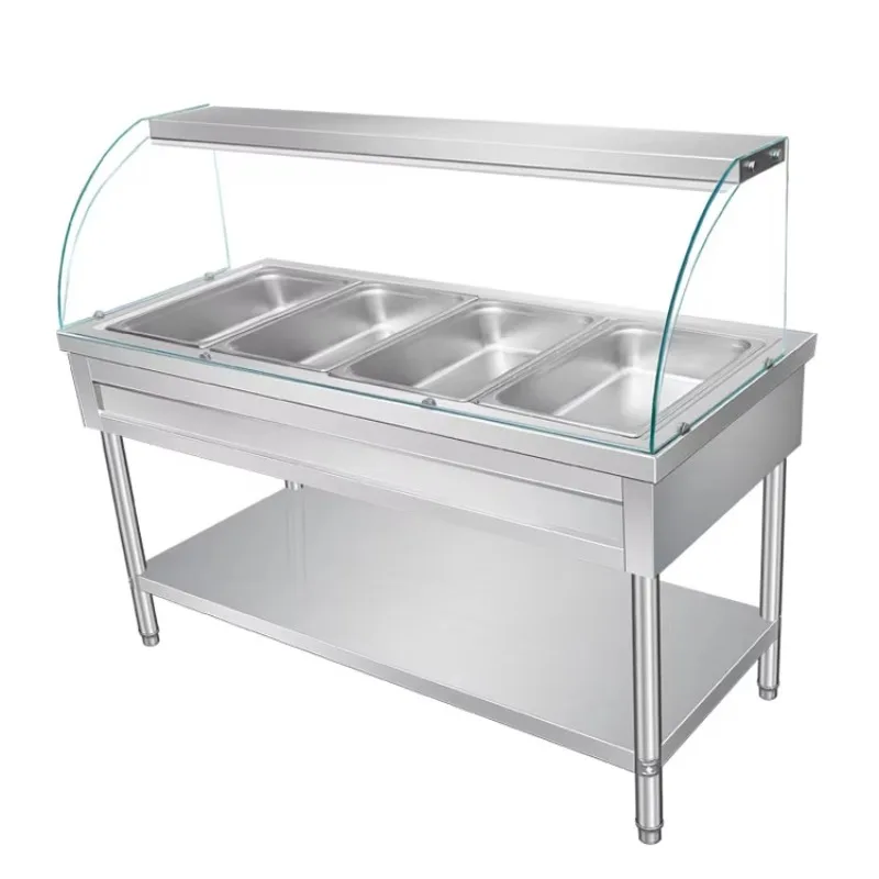 Customized fast food electric food insulator display stainless steel basin buffet