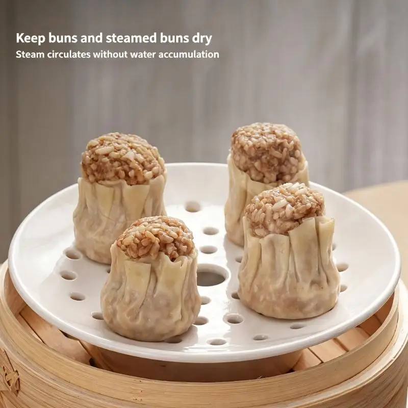 Porcelain Steam Plate For Dim Sum And Healthy Cooking Dishwasher Safe JOMD
