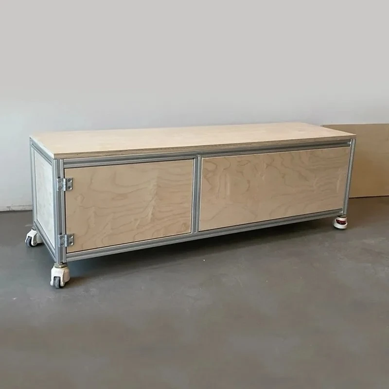 Birch TV Cabinet Movable Storage Cabinet Aluminum Profile Storage Cabinet