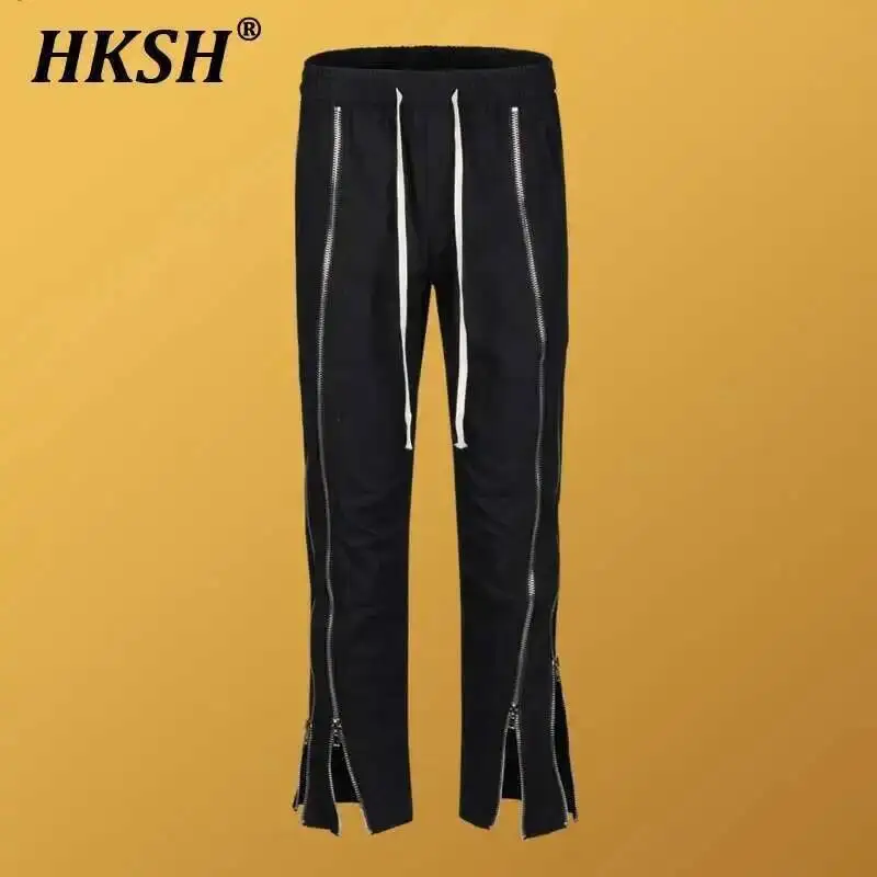

HKSH Autumn Winter New Men's Tide Hip Hop High Street Punk Cargo Pants Multi Zippers Nylon Casual Chic Fashion Overalls HK3204