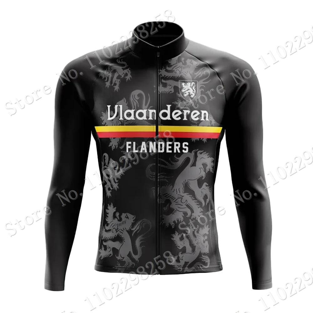 2024 Winter Vlaanderen Flanders Cycling Jersey Long Sleeve Belgium Clothing Race Road Bike Shirts Bicycle Tops MTB Uniform