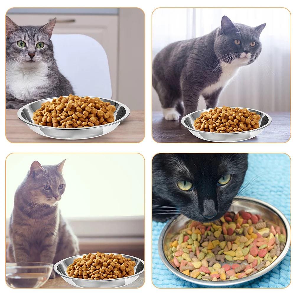 

3Pcs Pet Bowl Stainless Steel Sturdy Non-Tip Shallow Design for Indoor Cats Dogs Metal Feeding Dish Comfortable Eating