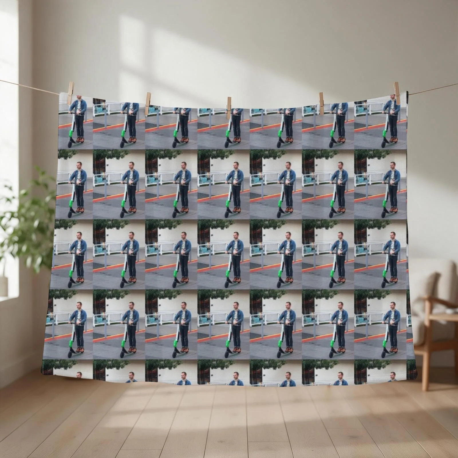 elijah wood on scooter Throw Blanket