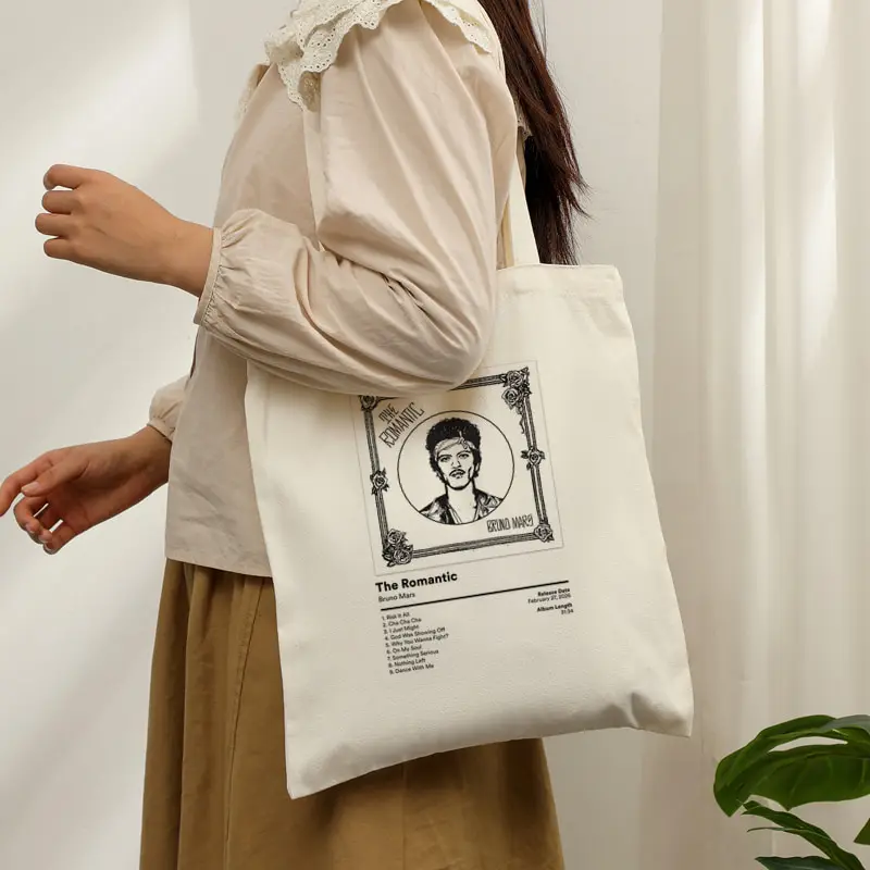 Bruno Mars World Tour 2026 Sac fourre-tout Sac à bandoulière tendance Sacs d'épicerie réutilisables pour femmes Sac de shopping grande capacité Cadeaux pour fans