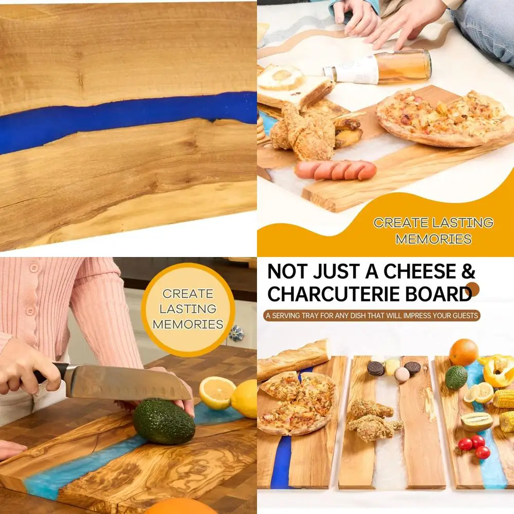Tagliere di lusso per formaggi e salumi in legno d'oliva italiano con resina, superficie di taglio multiuso per carne, verdure e frutta