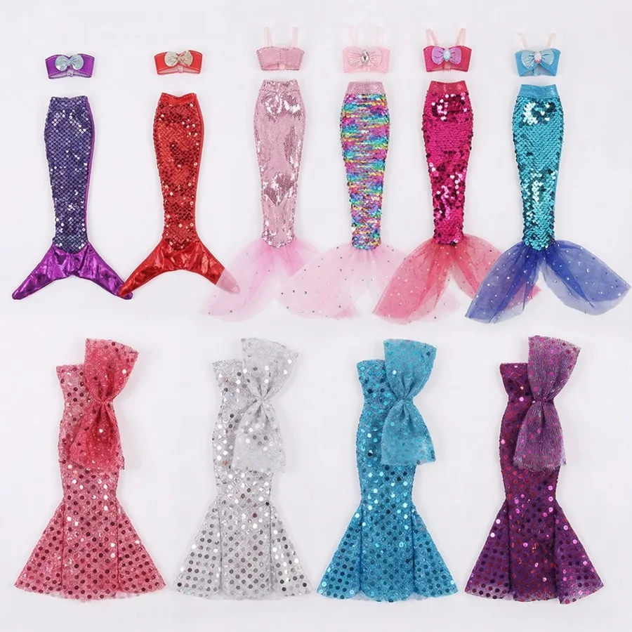 One Set Doll Cosplay Clothes Similar Fairy Tale Mermaid Tail Wedding Dress Gown Party Outfit For 30Cm Doll DIY Gift