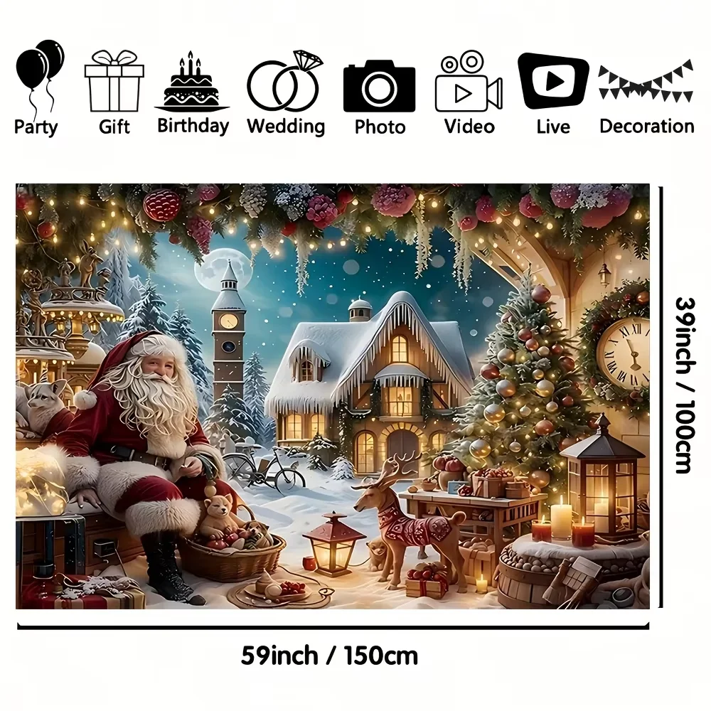 VIKAMA Weihnachtsmann Schneeszene Wandteppich Wohnzimmer Feature Wand Kinderzimmer Dekor Weihnachtsfeier Raumdekoration