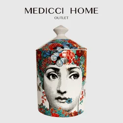 Medicci Home Italian Retro Opera Woman Portrait Candle Jars con coperchio barattolo di incenso decorativo in ceramica Chic Ornament Crafts