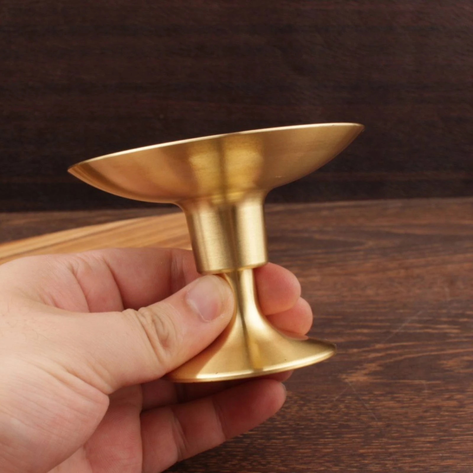 Brass Candle Holder Traditional Design Gold Candle Stand Home Decor Spiritual Atmosphere Polished for Worshipers, Prayer Room