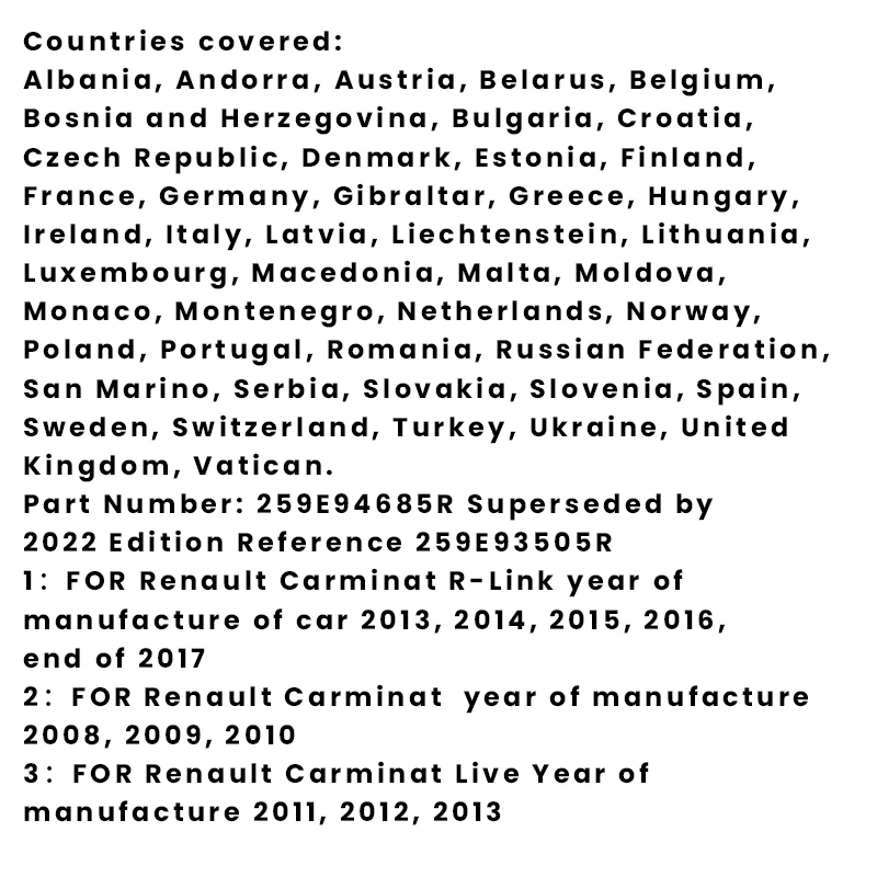 النسخة الأوروبية لبطاقة GPS SD تعمل مع Renault Cars R-Link 11.05 259E94685R GPS Maps Satellite Navigation SD #3