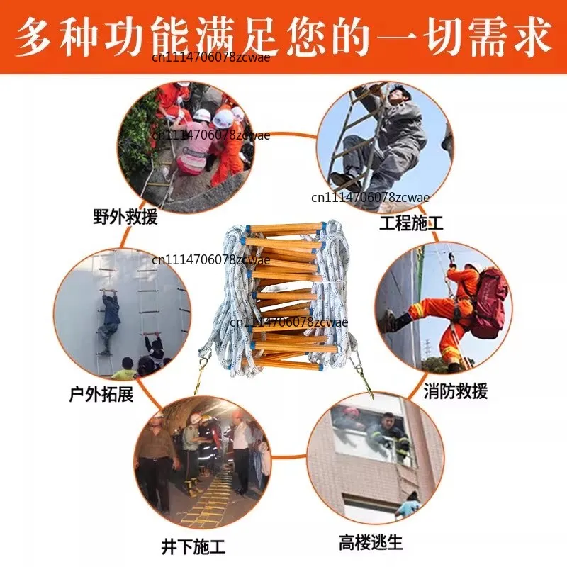 High-rise Emergency Fire Escape Soft Rope Ladder 5m 10m Anti-slip Climbing Lifesaving Ladder for Building Rescue & Training