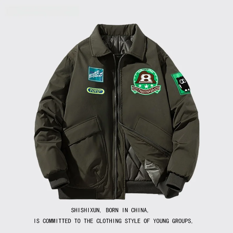 

Thiened, зимняя бейсбольная хлопковая куртка, американская спецодежда, верхняя одежда, свободная мужская и женская куртка-пилот, молодежная модная одежда