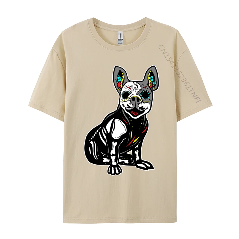 Dog Sugar Skull Puppy X-Ray Mexican Cool Christmas S T-Shirt Men Funny Basic Tees Crew Neck Pure Cotton T Shirts Plus Size