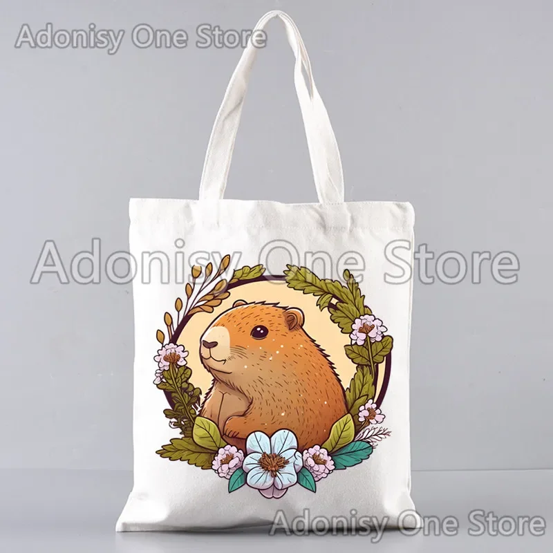 Capybara Shopping Bag Unisex Handbag Shoulder Men Shopper Canvas Commute Large Capacity School Tote Bag