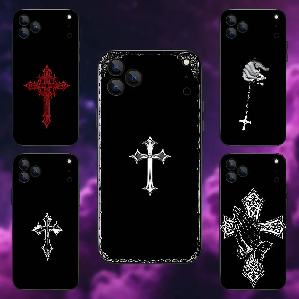 

G-Gothic cross symbol Phone Case For iPhone 17,16,15,14,13,12,11,Pro,Max,Plus,E,Air,Mini Protective Black Cover