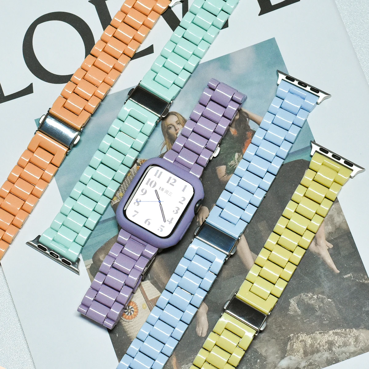 Resin Watch strap for apple watch series 10 42MM 46MM 9 8 7 SE 6 5 4 Ultra band 42 38mm candy for iwatch 44mm 40 41MM 45MM 49MM