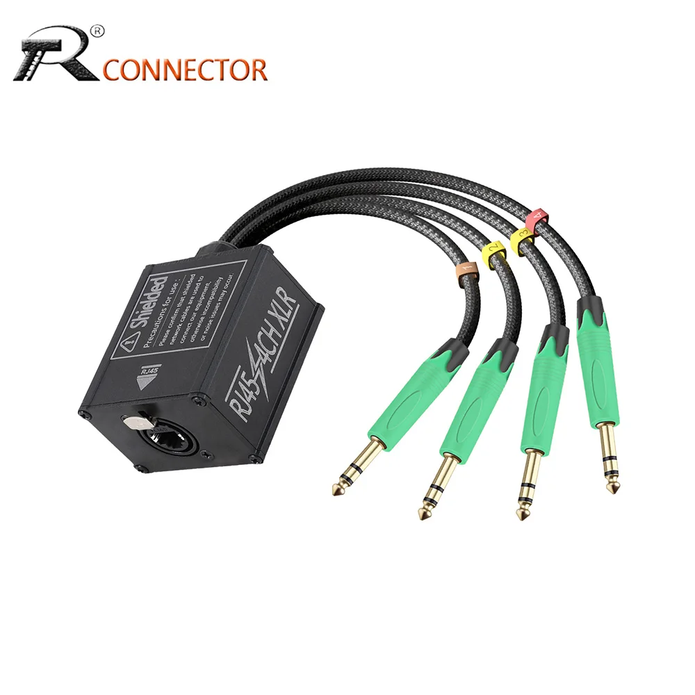 

Кабель-удлинитель STP RJ45 CAT6 (гнездо) на 4-канальный аудиокабель TRS (штекер 6,35/6,5 мм, 1/4 дюйма) для гитарного усилителя и микшера