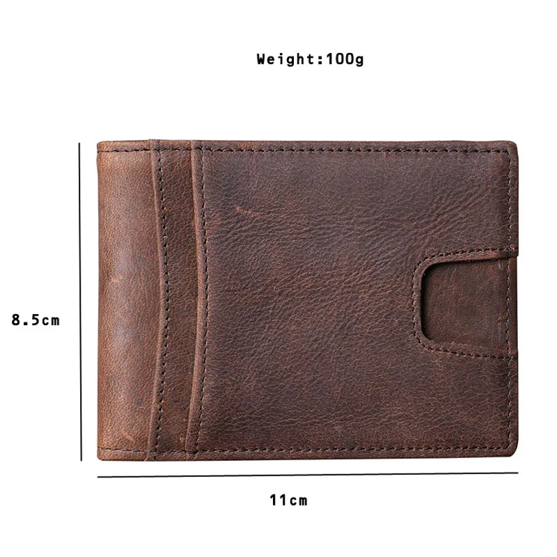 Men's Genuine Leather Money Clip Vintage Credit Card Holder Small Wallet Money Bag ID Card Case Mini Purse For Male