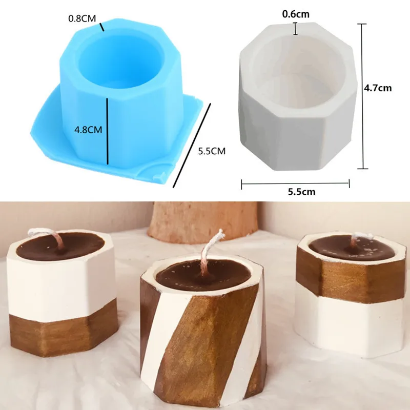 Concrete Flower Pot Candle Jar Silicone Mold DIY Geometric Polygon Candle Stove Resin Mold Plaster Candle Cup Handmade Gift