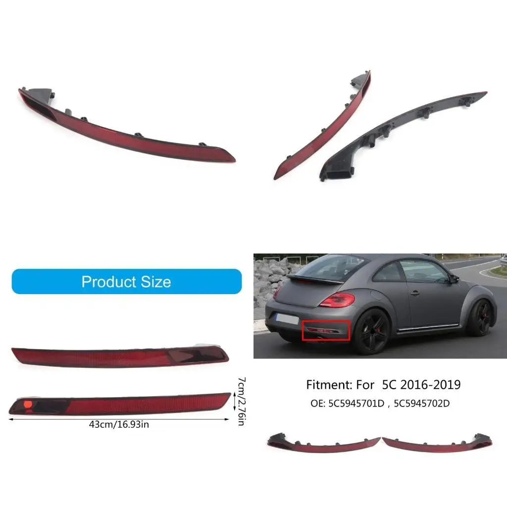 

31BC Lens Rear Fog Light Strips Bumper Reflector Trim 5C5945701D for 5C 2016-2019 Rear Light Reflector