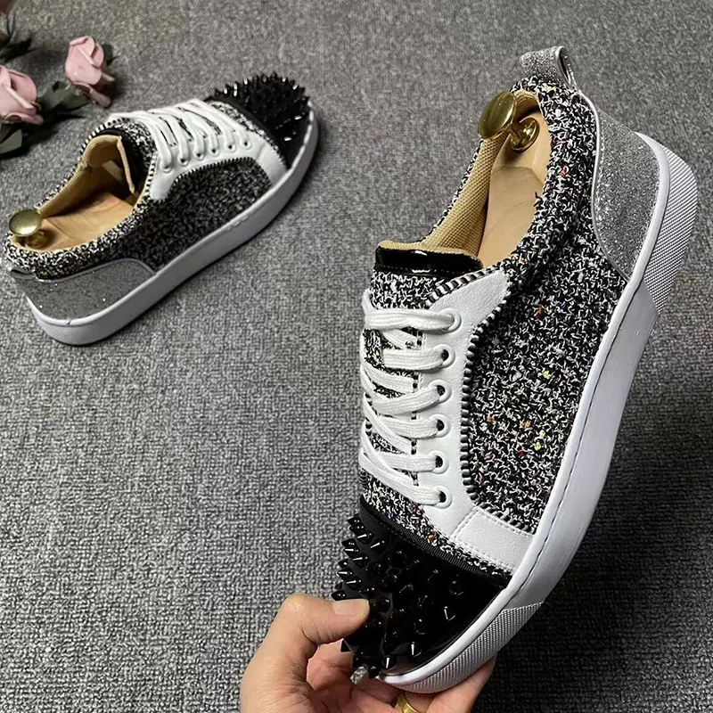 men's fashion rivets shoes lace-up flats shoe brand designer sneakers party nightclub dress breathable personality footwear mans