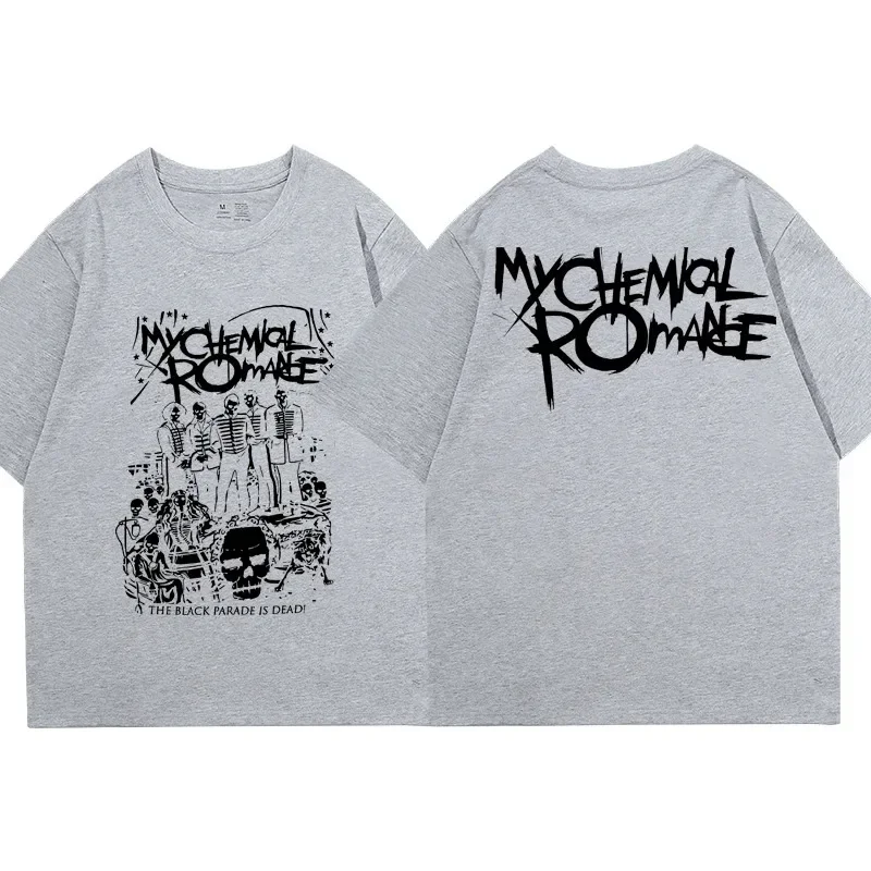 My Chemical Romance Mcr Dead T-Shirt 90s Vintage Black Punk Emo Rock Band T Shirts Summer Oversized Tee Shirt Men and Women