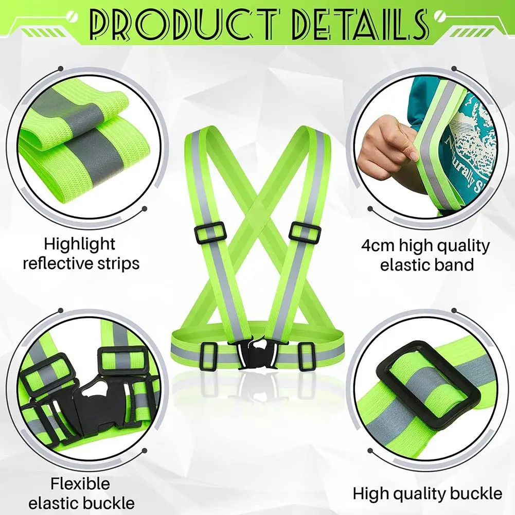 Adjustable Highlight Reflective Straps Night Running Riding Clothing Vest Safety Vest Elastic Band For Adults and Children