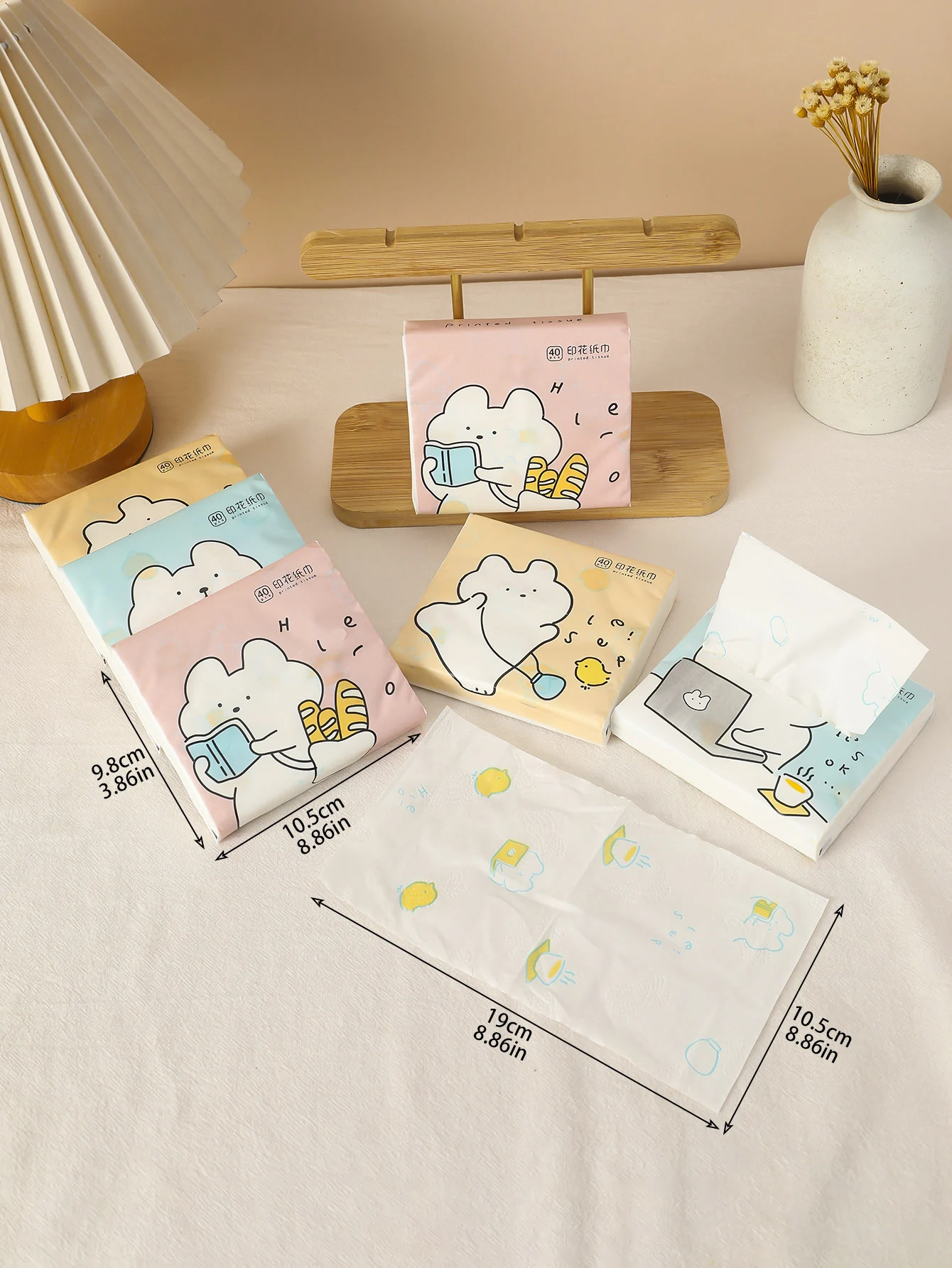 3 Packs Thickened Cartoon Printed Facial Tissue Small Pack Convenient Paper Towels Handkerchief Napkins Household Goods