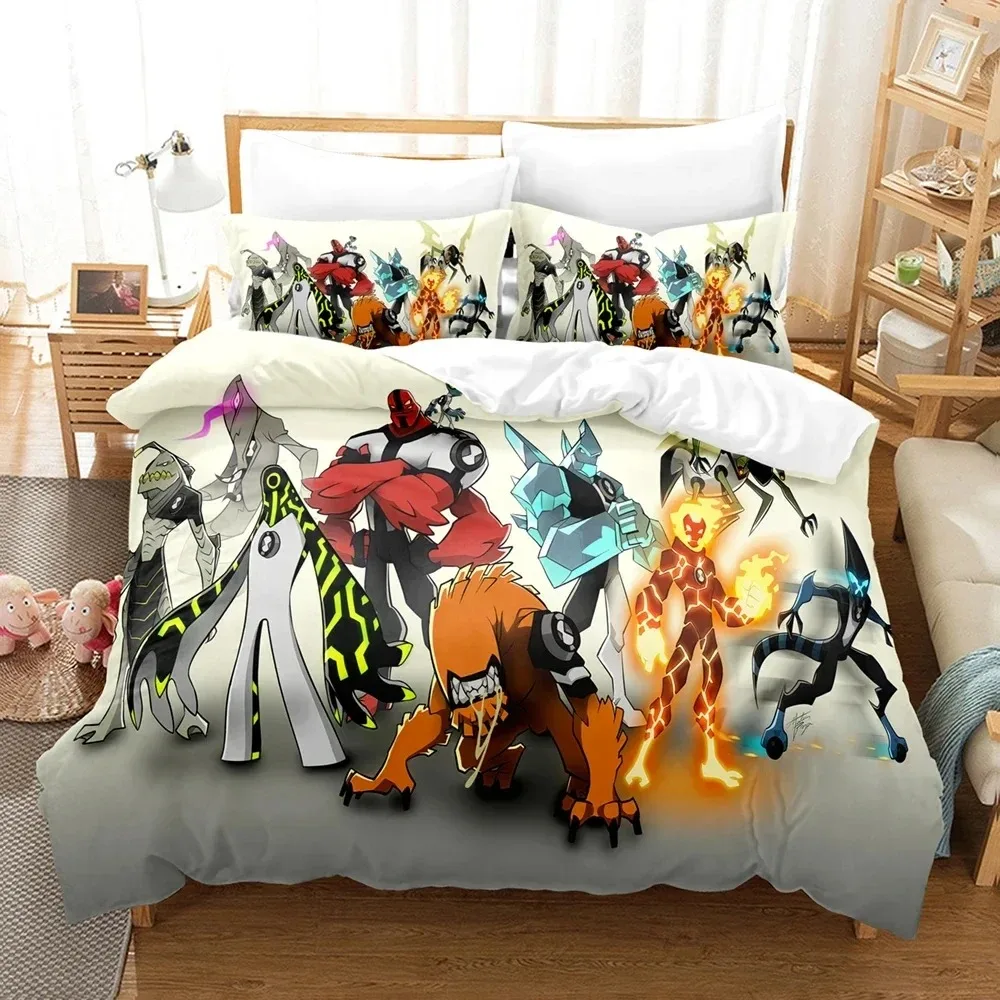 Cartoon Teenage Hacker Ben Bedding Set 3D Printed Suitable for Bedroom Duvet Cover Set With Pillowcases Kids Home Textile