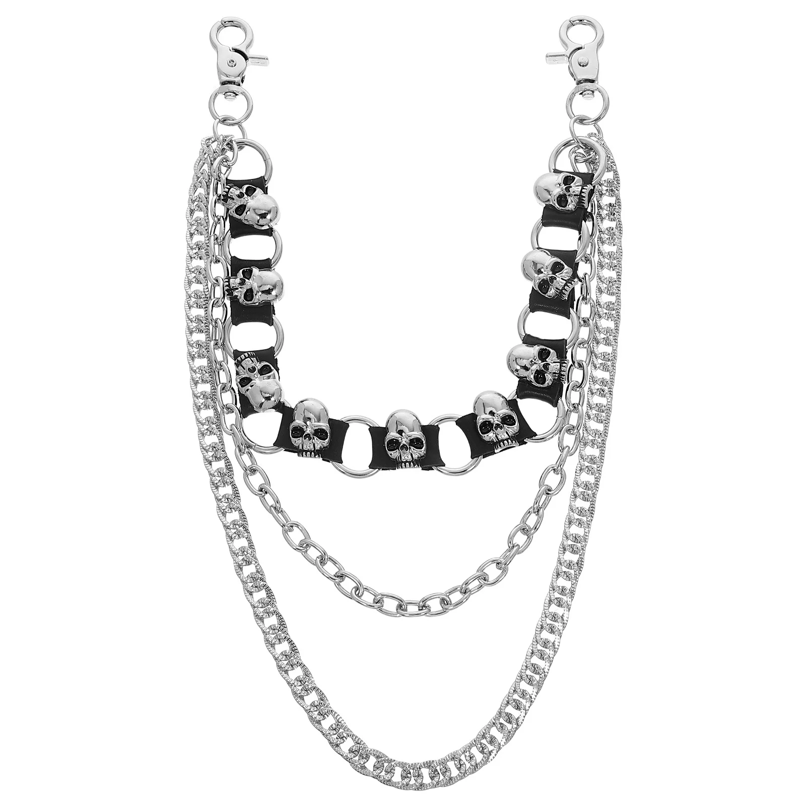

Skull Multi-Layer Pants Chain Punk Hip Hop Jean Chain Rock Metal Trouser Charm Party Daily Wear Belt Accessory
