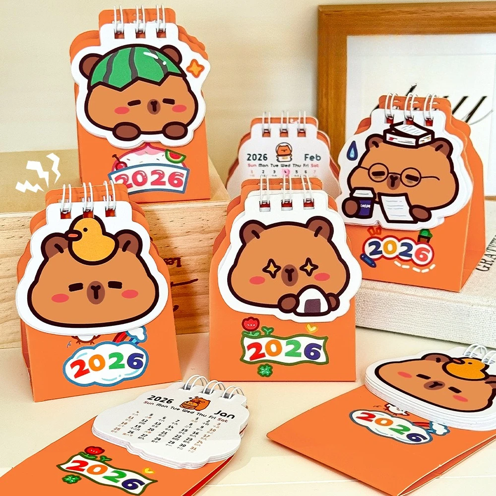 2026 كابيبارا مكتب مدرسي التقويم عالية المظهر سطح المكتب خطة الاختيار تقويم صغير كابيبالا ملحقات مكتبية صغيرة كاواي