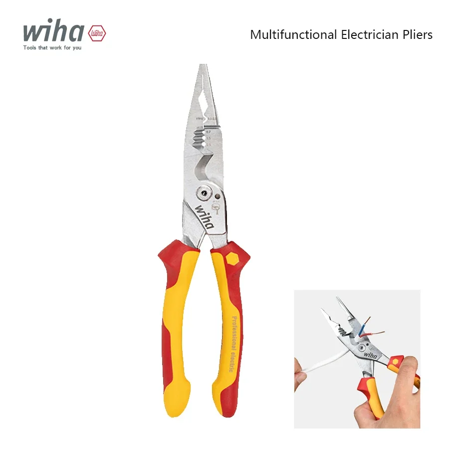 Wiha 45489  Multifunctional Electrician Pliers 8 In 1 Insulated 1000V VDE Wire Stripping Plier