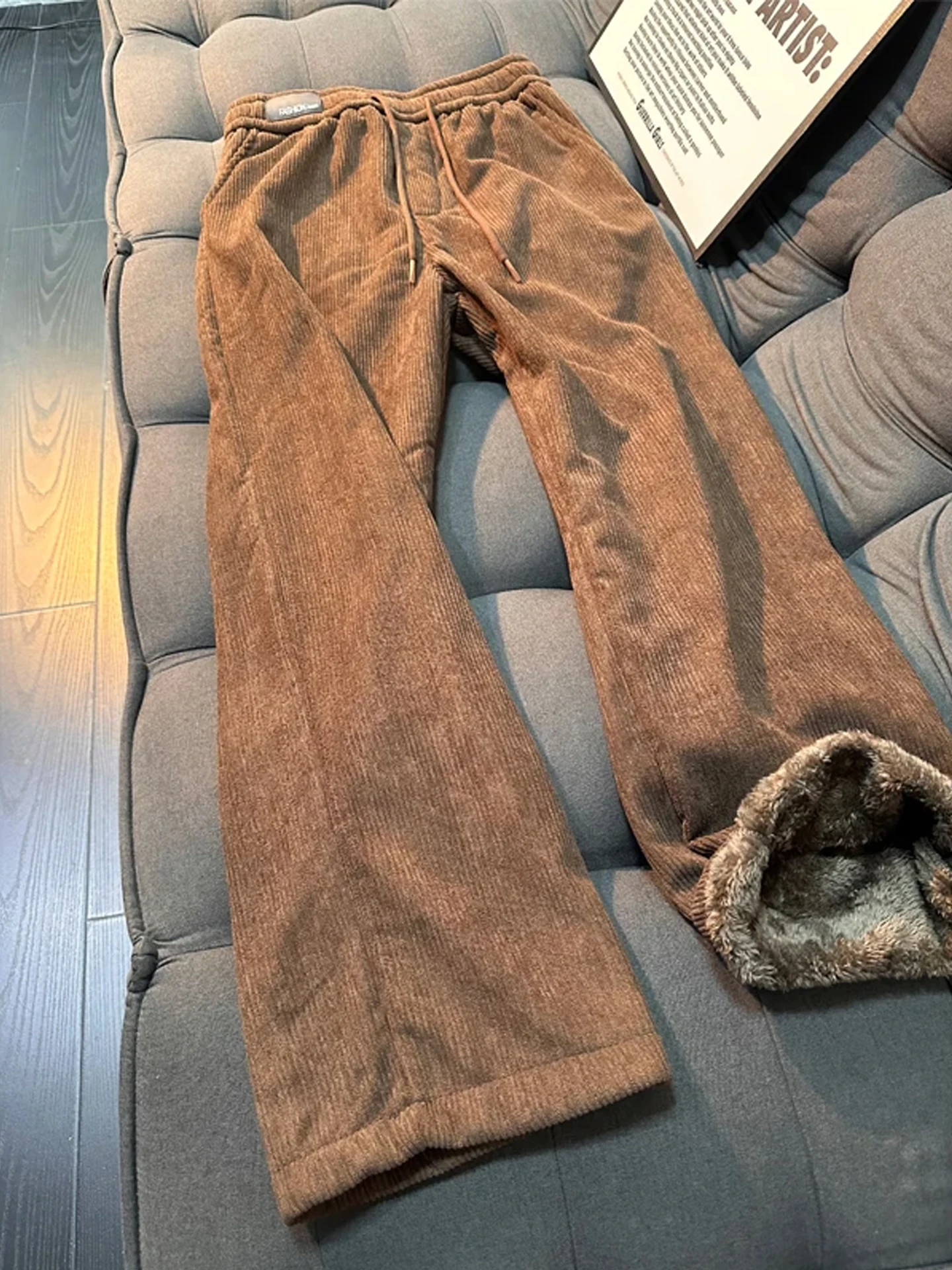 

Thiened Lamb Velvet Fce Men's Winter Pants Warmth Comfortable Cotton Trousers for Har Climate Low Waist Straight Leg C...