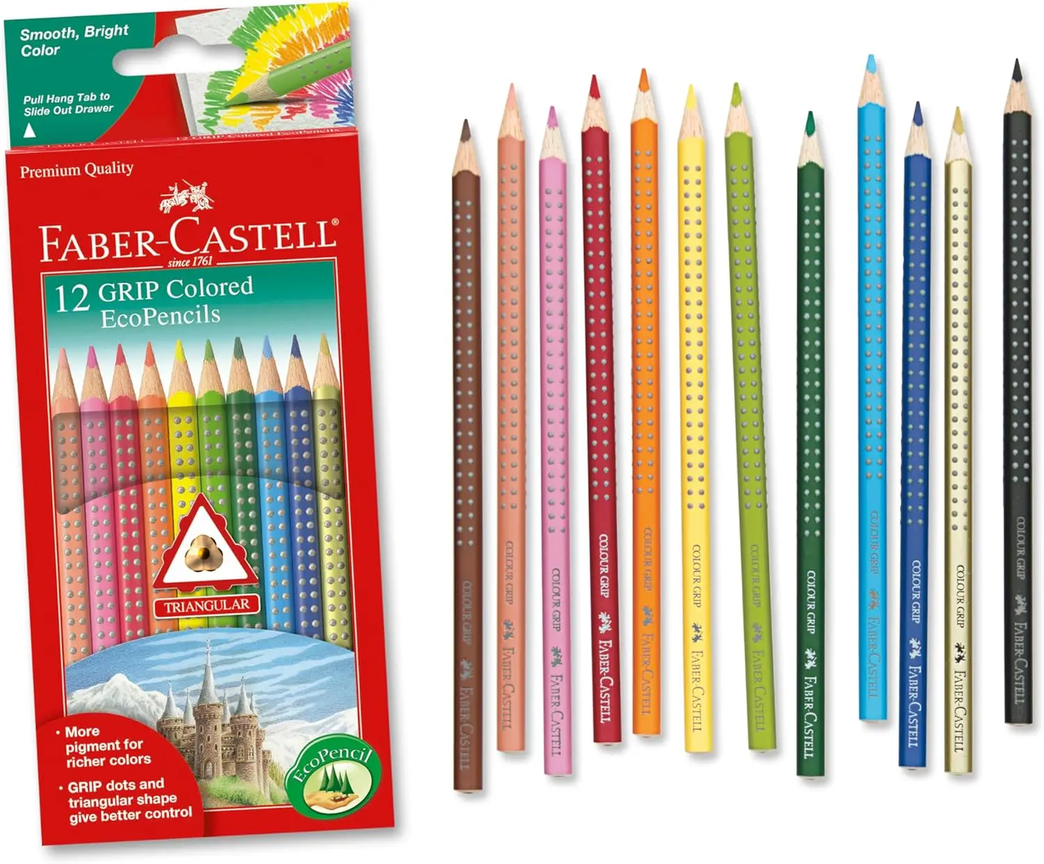 

12-Count Triangular Grip Colored Pencils for Kids - Vibrant, Break-Resistant & Ergonomic