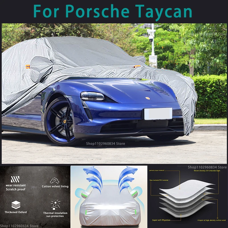 

For Porsche Taycan 210T Full Car Covers Outdoor Sun uv protection Dust Snow Protective Anti Hail And Storm Auto Protective cover