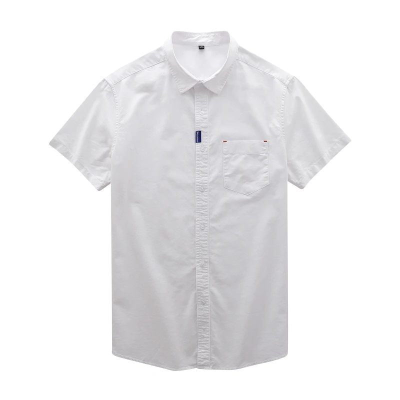 Dukeen-camisa giratoria Oxford para hombre, blusa informal de manga corta, Color sólido, 100% algodón, Color blanco, Verano