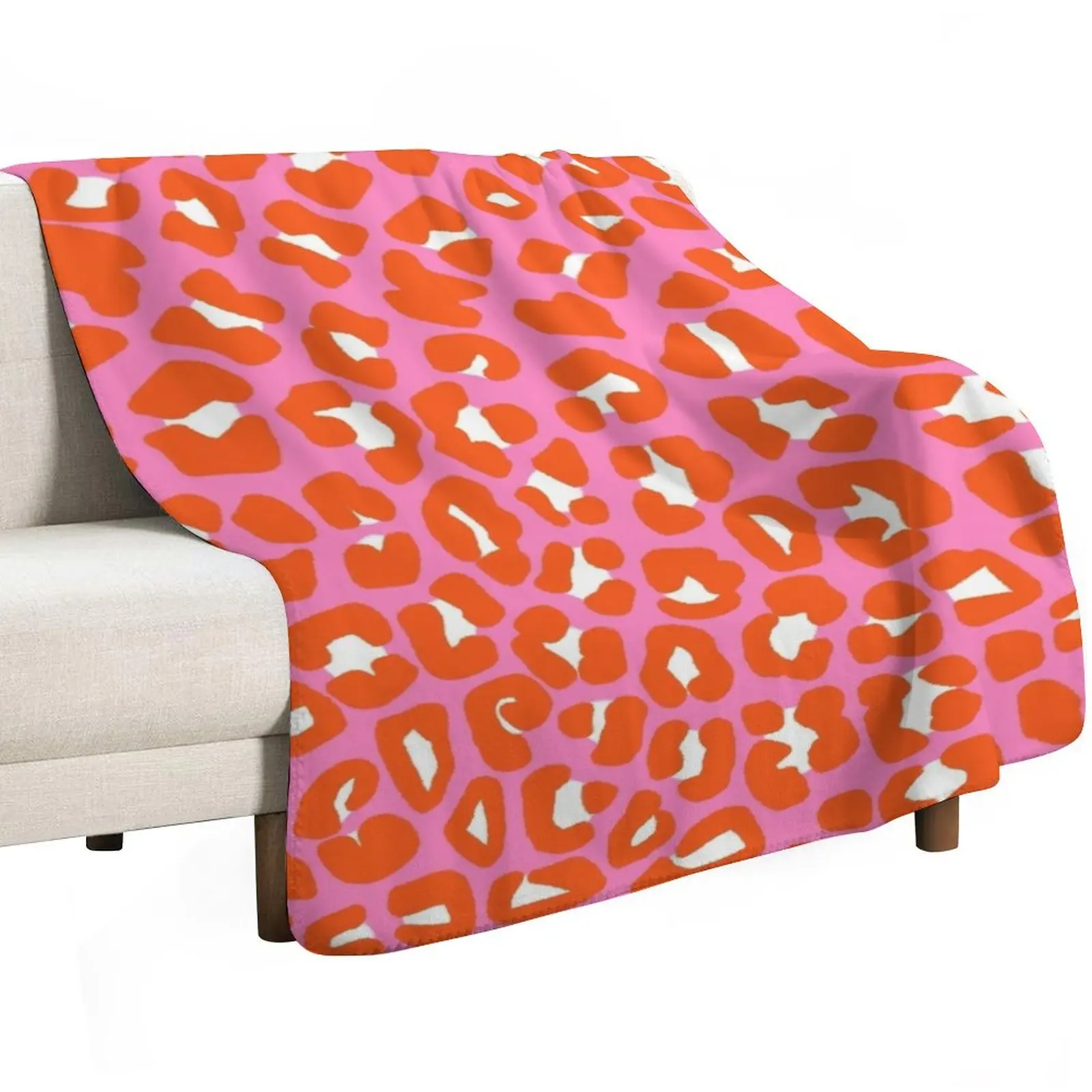 Pink and Orange Leopard Spots Print Pattern Throw Blanket Retros Winter beds Travel Thermal Flannels Luxury Thicken Blankets