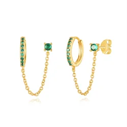 AIDE 925 Sterling Silver Temperament Cubic Zircon Stars Ear Stud Earrings 18K Gold Color Chain Zircon Pendant Jewelry For Women