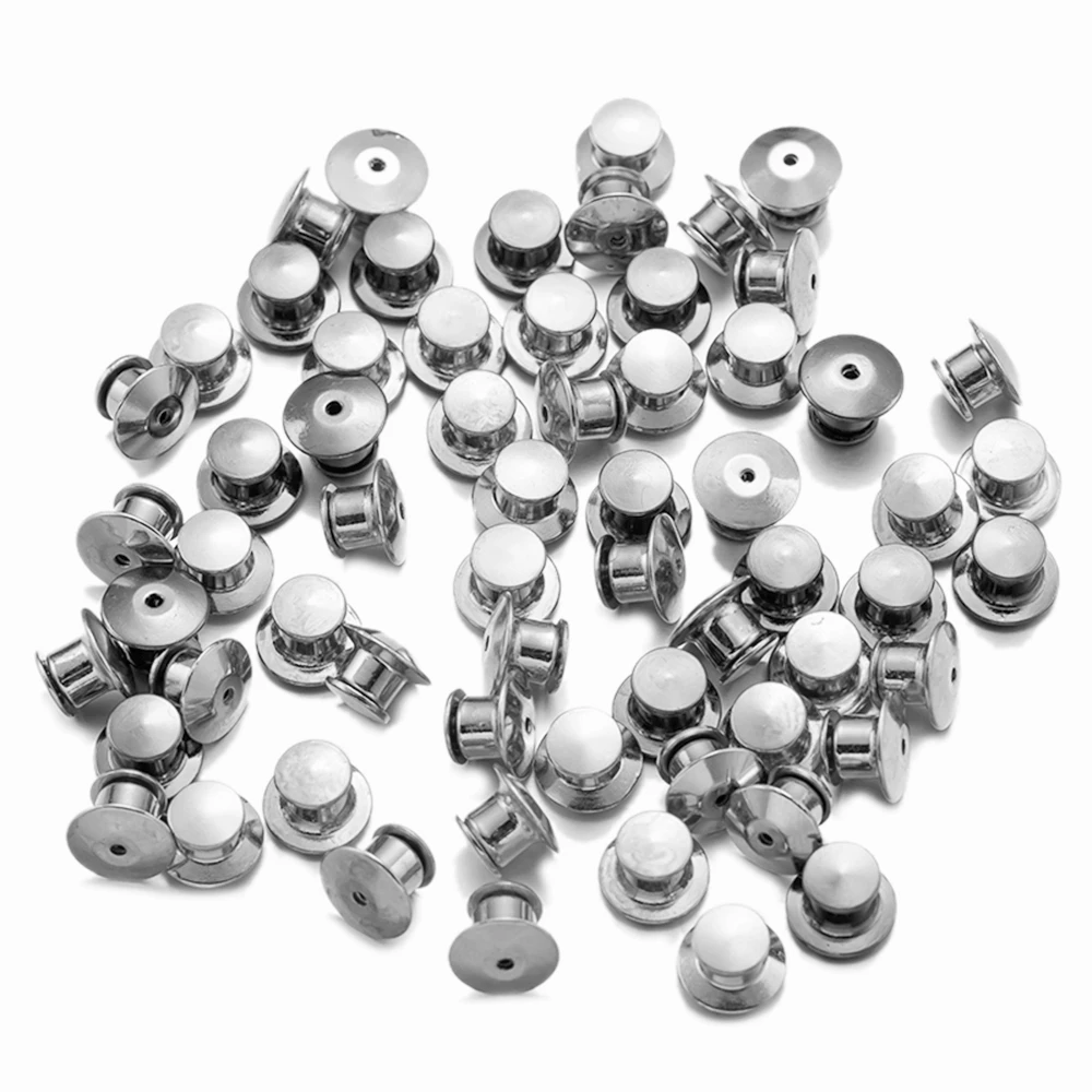 50pcs Metal Locking Pin Backs Keeper Clasp for DIY Badges Brooch Enamel Lapel Brooch Jewelry Char, Bags Craft Making Supplies