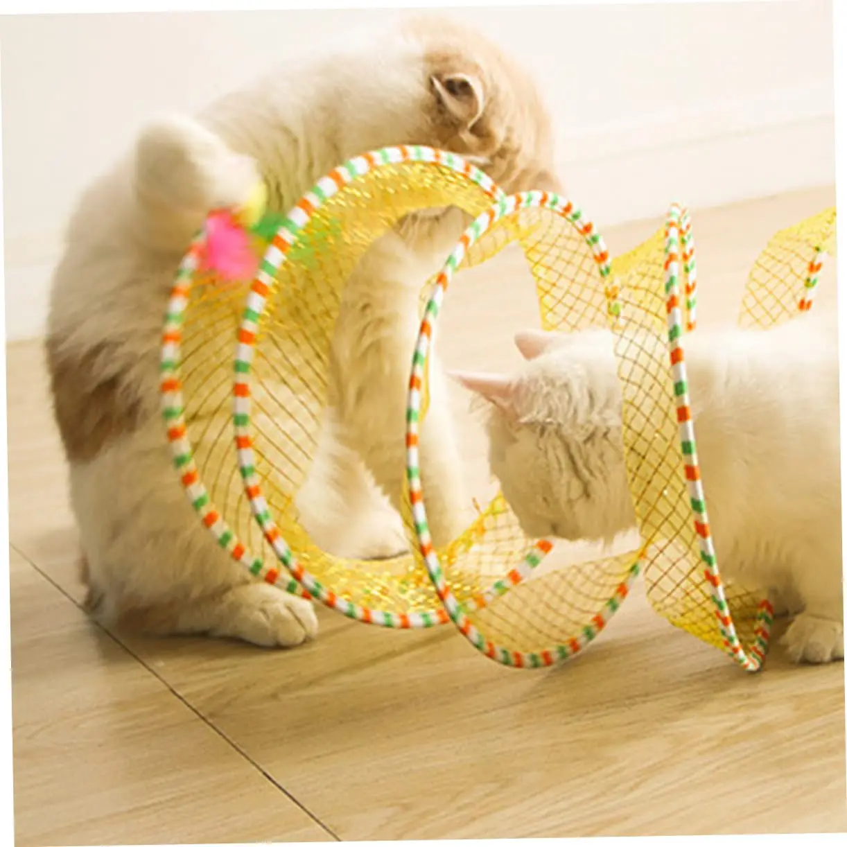 1/2Pcs Indoor Folding Burrowing Tunnel Collapsible Circle Chasing Sports Feathers Bite-Resistant Teasing Cat Toys Supplies