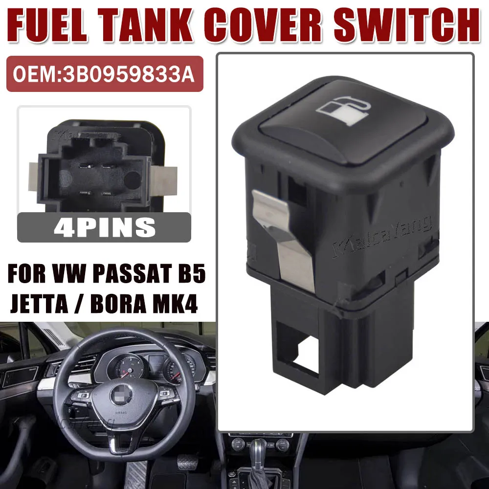 Botón de liberación del interruptor de la cubierta del tanque de combustible de 4 pines para VW Golf 4 IV (1J1) 1,4 16V Volkswagen Bora Golf Passat