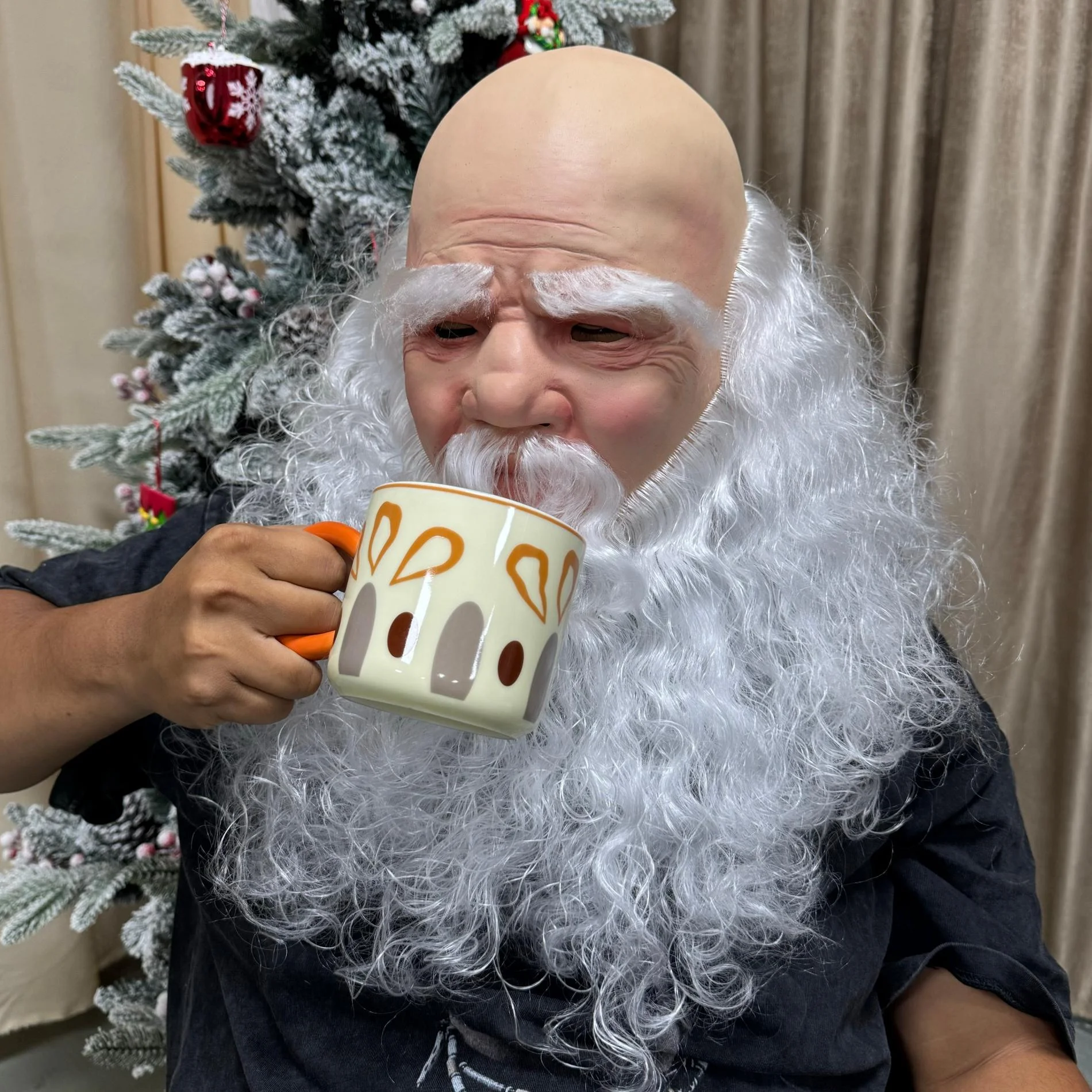 1 قطعة قناع عيد الميلاد سانتا كلوز تأثيري قناع الكبار اللاتكس عيد الميلاد البدلة زي عيد الميلاد عطلة حفلة زي الدعائم