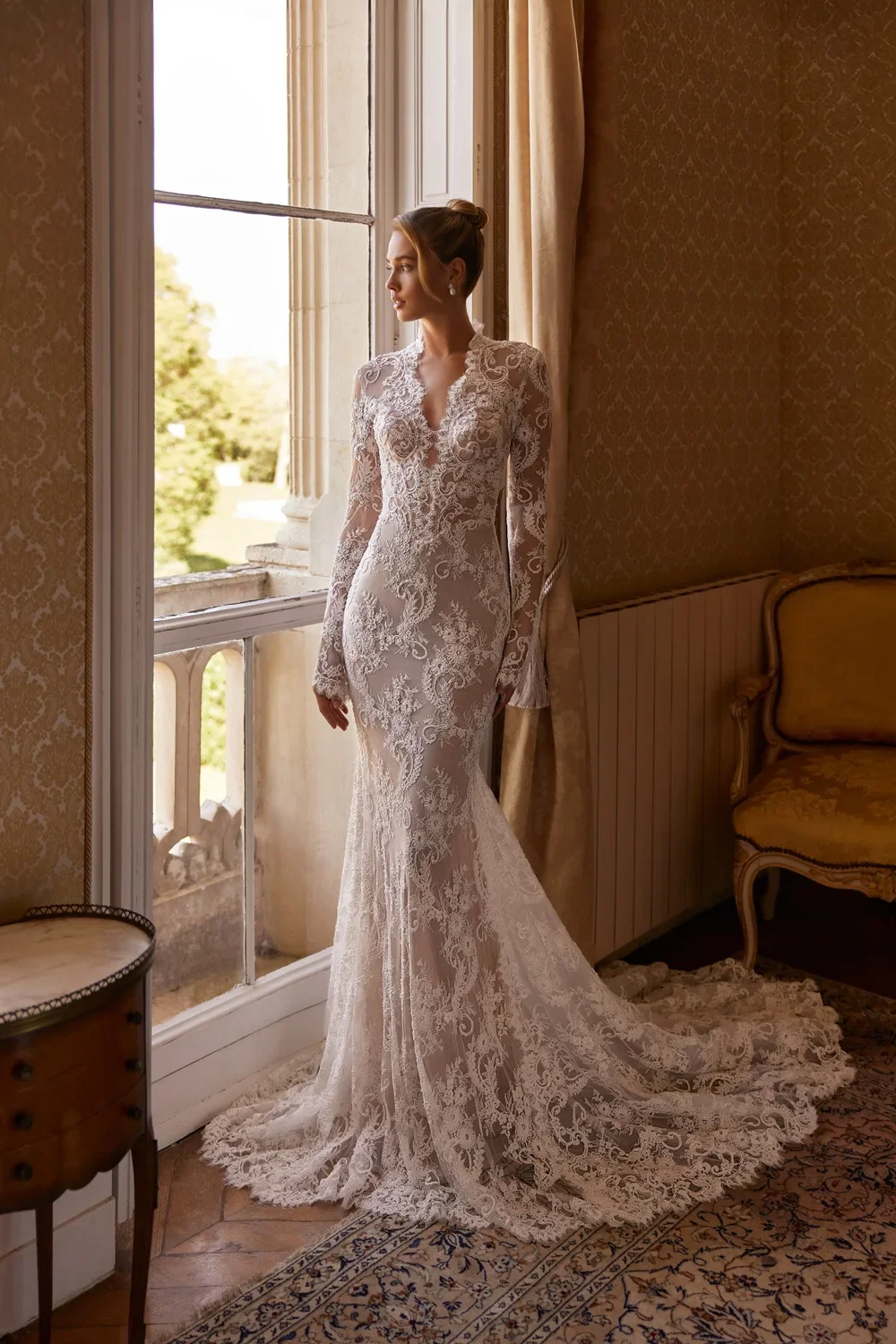 Vestido De Novia Corte Sirena Lace Wedding Dress Long Sleeve Dresses White Civil Sencillo Y Elegante Boda Bespoke