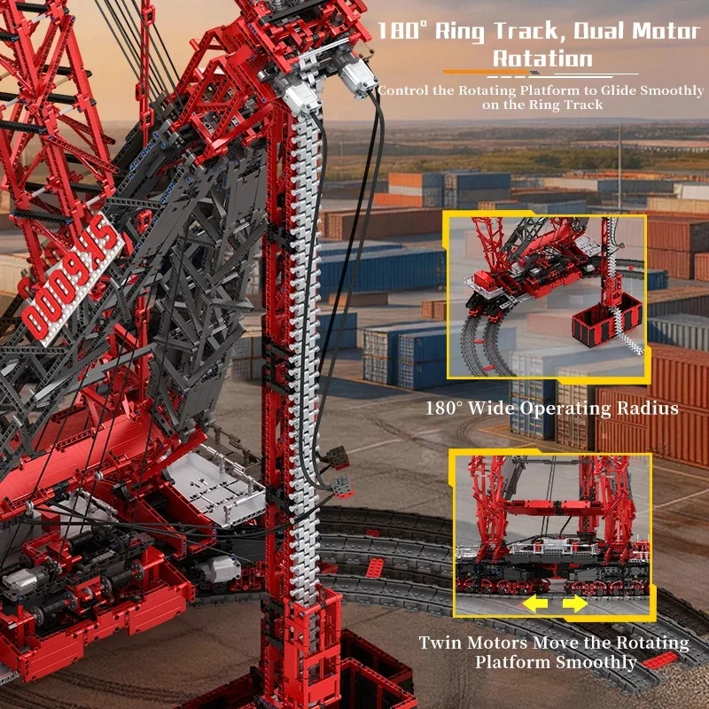 Reobrix 22028 SK6000 Large Crane Model 80 Scale High Precision Building Blocks Set Premium Brick Construction Kit for Adults