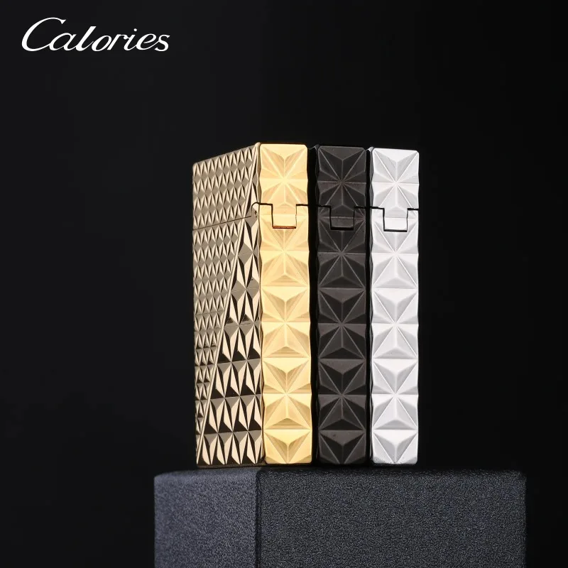 2026 Caloriec Sound Inflatable Lighter Diamond Pattern Dividing Line Piano Tone High-end Brass Side Slip Creative High-end Gift